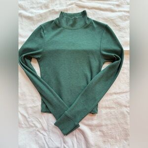 American Eagle Green Ribbed Long Sleeve Top